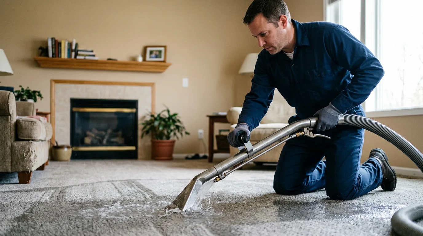 Water damage restoration technician working near Winthrop, NY